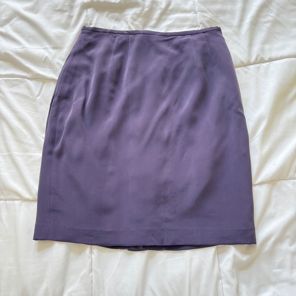NWT Vintage Style & Co Purple 100% Silk Midi Pencil Skirt Womens 10 Luxury